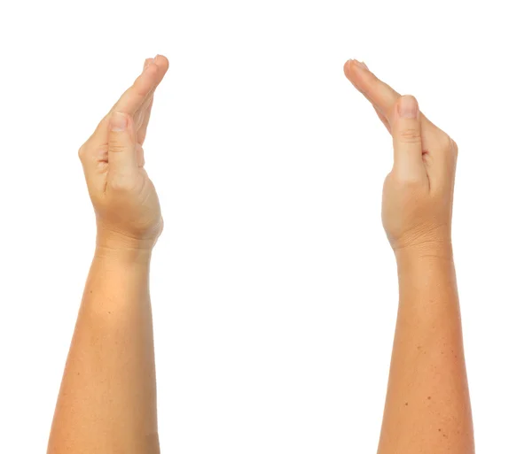 Χέρια χειρονομία σε λευκό — Φωτογραφία Αρχείου