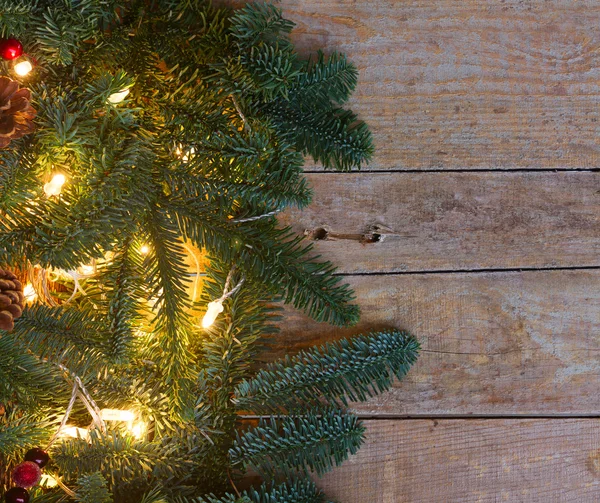 Fronteira de Natal com abeto e luzes — Fotografia de Stock