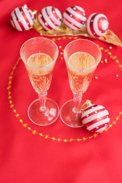 Christmas table with champagne — Stock Photo, Image