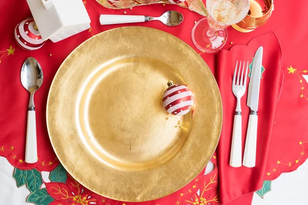 Christmas golden plate — Stock Photo, Image