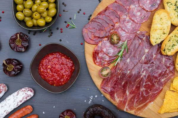 Table with spanish tapas — Stock Photo, Image