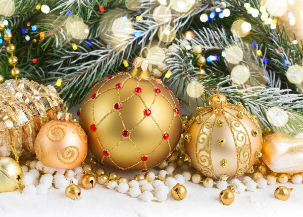 Golden christmas decorations — Stock Photo, Image