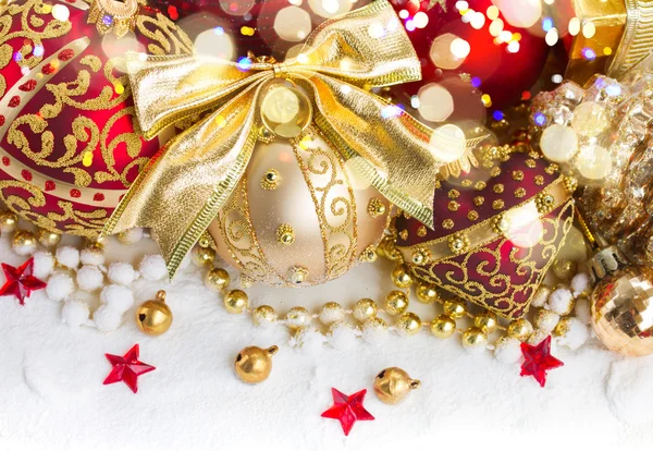 Golden christmas decorations — Stock Photo, Image