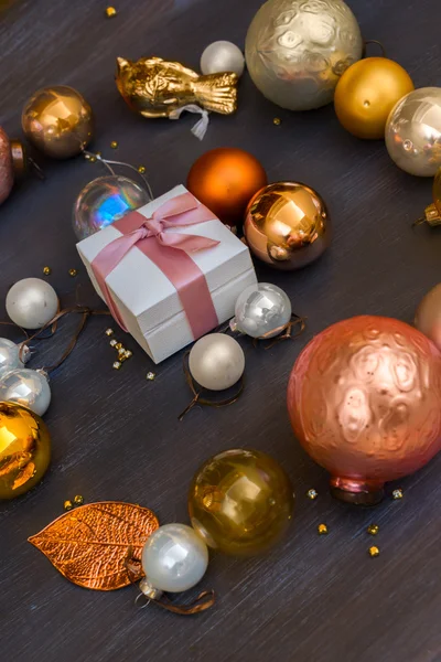 Christmas golden decorations — Stock Photo, Image