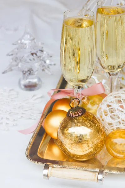 Two glasses of Christmas champagne Stock Photo