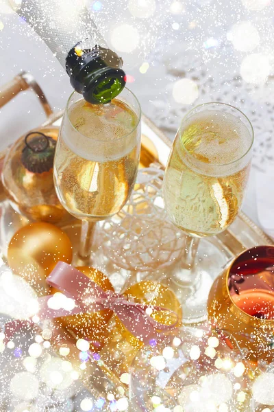 Christmas champagne glasses — Stock Photo, Image