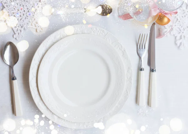 Conjunto de utensílios de mesa de Natal — Fotografia de Stock