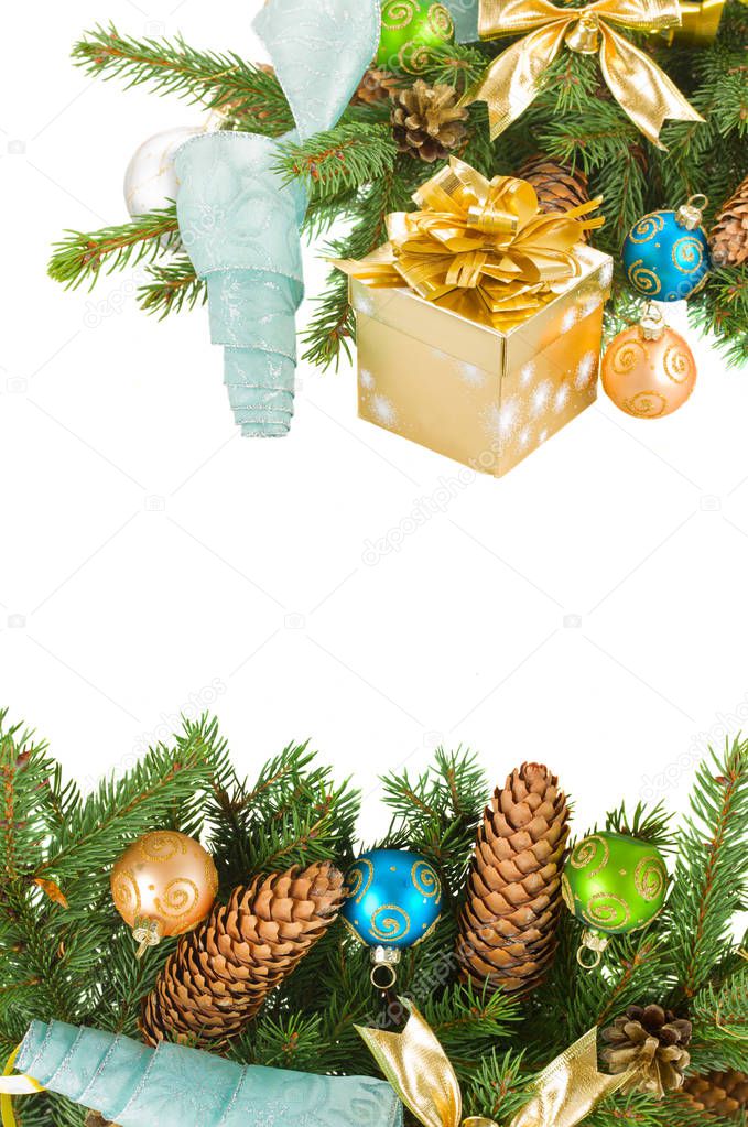 christmas tree and  decorations with gift box