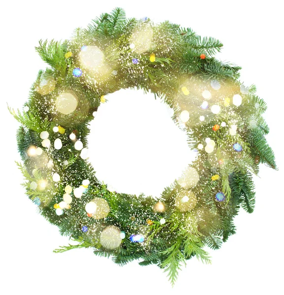 Зеленый рождественский венок — стоковое фото