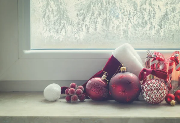 Vánoční scény s hořící světlo — Stock fotografie