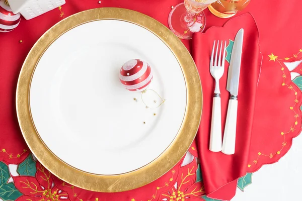 Christmas golden plate — Stock Photo, Image