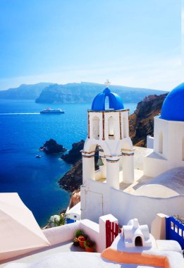 merdiven ve kilise, santorini caldera View