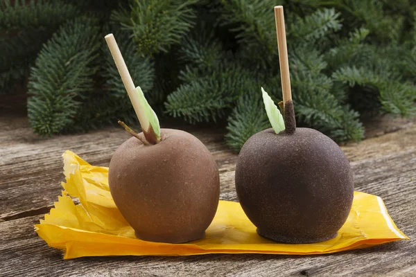 Przeszklone w jabłko czekolady na Boże Narodzenie — Zdjęcie stockowe