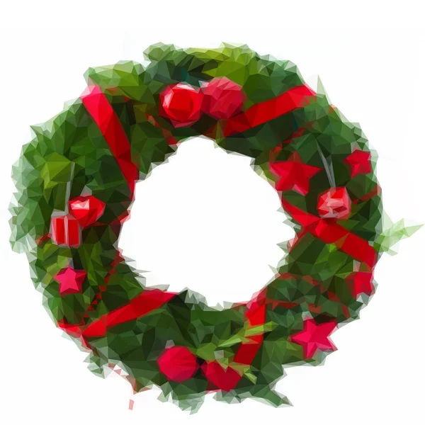 Green christmas wreath with red decorations — Stock Vector