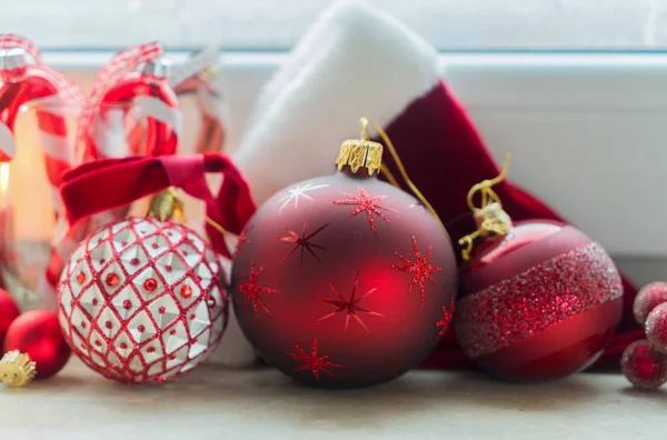 Christmas scene on windowsill — Stock Photo, Image