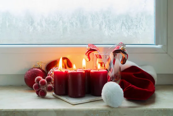 Scena di Natale con luce ardente — Foto Stock