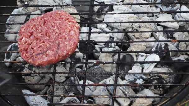 Churrasco com hambúrgueres — Vídeo de Stock