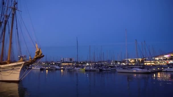 Port Vell i nabrzeża Barcelony — Wideo stockowe