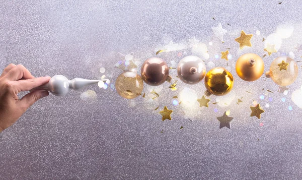 Burbujas de plata y oro de Navidad —  Fotos de Stock