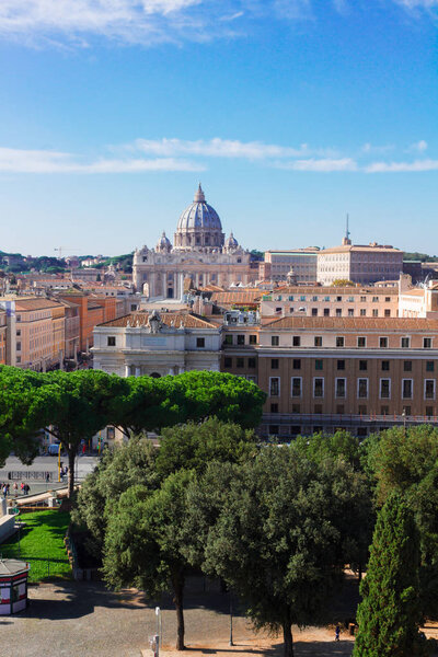 Cityscape of Rome with St. Peters cathedral, Italy