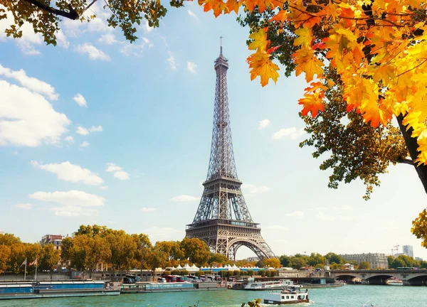 Eiffel tur over Seine floden - Stock-foto