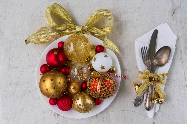 Christmas dinner cutlery — Stock Photo, Image