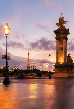 Köprü alexandre III ve Eyfel Kulesi, paris,