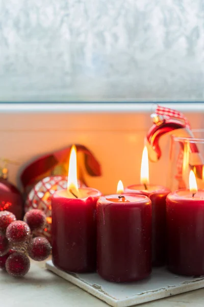 Scena di Natale con luce ardente — Foto Stock