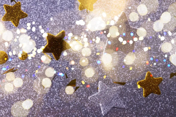 Zilveren en gouden kerst sterren — Stockfoto