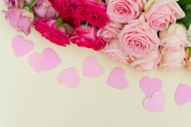 Mor ve pembe çiçek açan güller