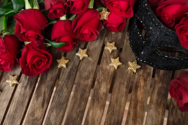 Dark red roses on table — Stock Photo, Image