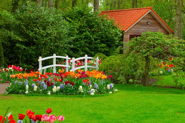 Cabaña en una primavera —  Fotos de Stock