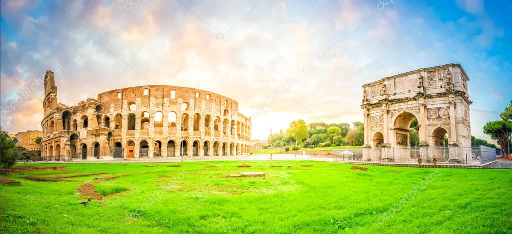 Colosseum at sunset in Rome, Italy