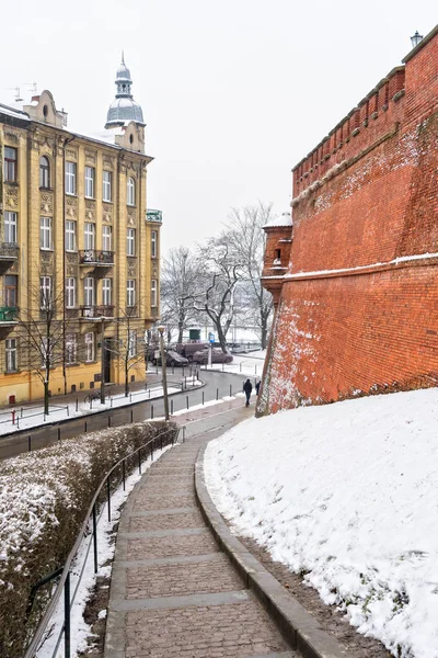 Rua de inverno em Cracóvia — Fotografia de Stock