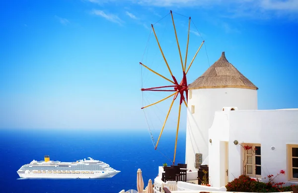 Molino de viento de Oia, Santorini — Foto de Stock