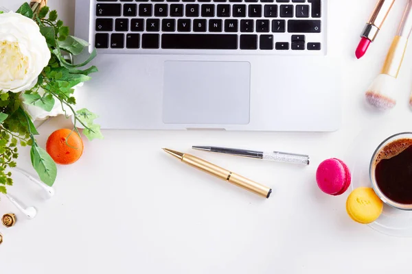 Feminine workspace, top view