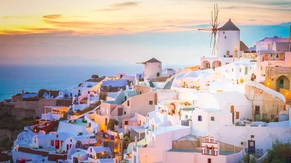 Oia village at night, Santorini — Stock Photo, Image