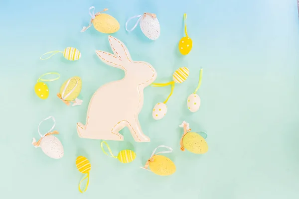 Easter scene with colored eggs — Stock Photo, Image