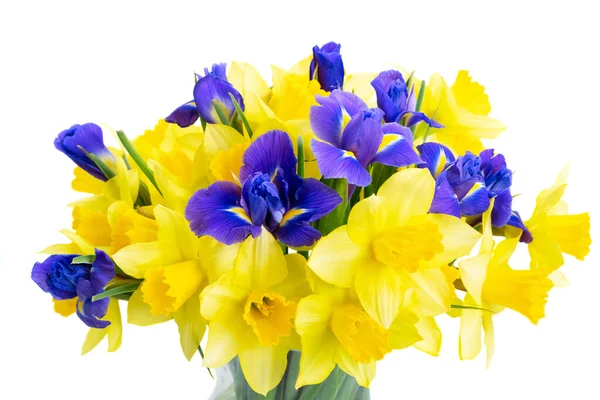 Boeket van narcis en iris bloemen — Stockfoto