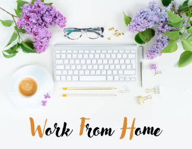 Üst görünüm ev ofis çalışma alanı