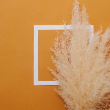 Turuncu arkaplanda beyaz kareli gevrek buketi var..