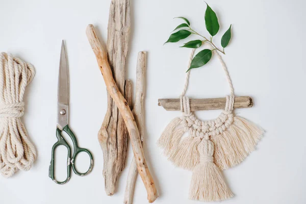 Leg Plat Zicht Alles Voor Het Weven Van Macrame Touw — Stockfoto