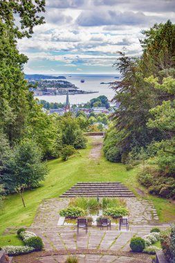 Eski bir kasaba Sandefjord kentinin panoramik görünüm 