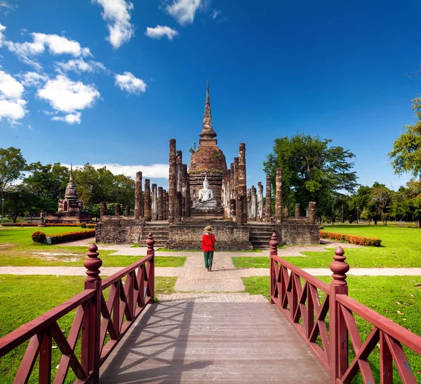 Buda em Sukhothai Parque Histórico da Tailândia — Fotografia de Stock