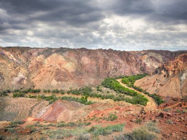 Çarın river canyon Kazakistan'daki çöl