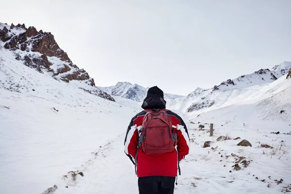 在雪山的登山者 — 图库照片