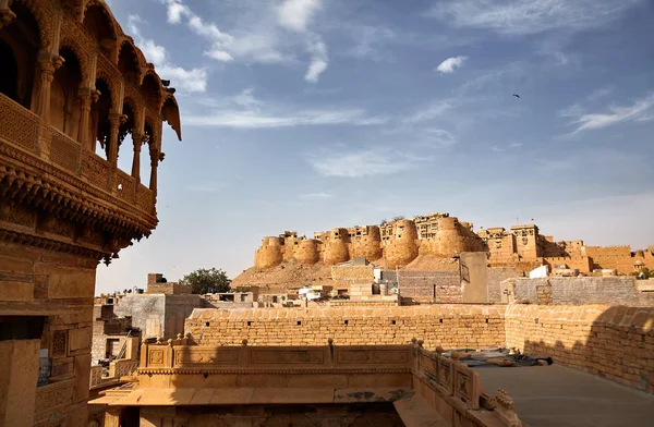 Jaisalmer stad och Fort vid solnedgången — Stockfoto