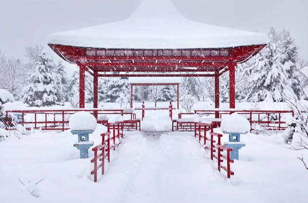 Japanska vinterträdgård i Almaty — Stockfoto