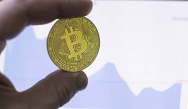 Cryptocurrency kavramı. Bitcoin. sanal para yükselişi ve düşüşü hisse