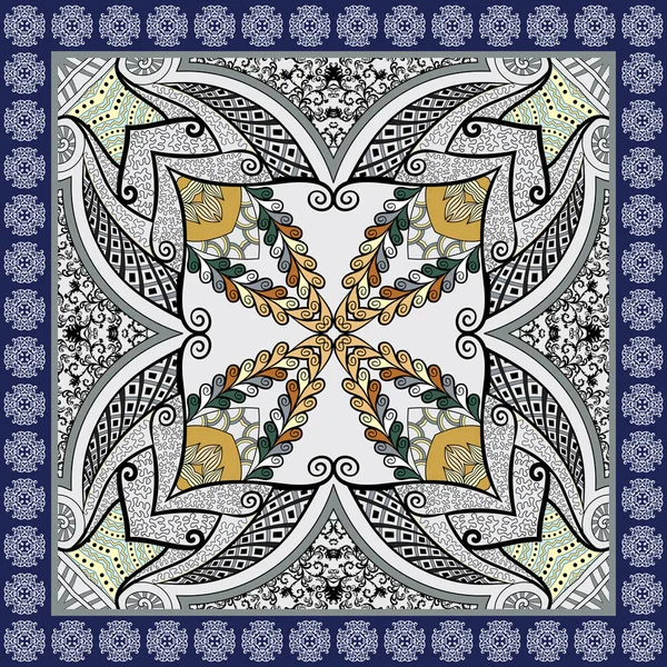 Bandana met abstract ornament in grijze tint — Stockvector